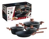 Conjunto de panelas colorstone 4 peças wooden preta - EURO HOME Conjunto de panelas colorstone 4 peças wooden preta - EURO HOME