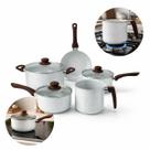 Conjunto De Panelas Com Indução 5 Peças Revestimento Cerâmico Antiaderente Com Leiteira E Frigideira