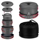 Conjunto de panelas de acampamento Alocs Compact Panelas e frigideiras 4 em 1 Conjunto de panelas de acampamento Alocs Compact Panelas e frigideiras 4 em 1