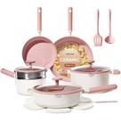 Conjunto de Panelas de Cerâmica CAROTE Antiaderente, 15 Peças, Panelas e Frigideiras, Utensílios de Cozinha, Rosa