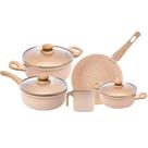 Conjunto de Panelas de Indução Granito Chef Bege Revestimento Cerâmico 5 Peças Lyor