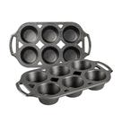 Conjunto de panelas de muffin Lodge em ferro fundido, 2 peças