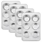 Conjunto de panelas de muffin TeamFar 6 xícaras de aço inoxidável x4, seguro para forno