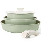 Conjunto de panelas e frigideiras KIKCOIN antiaderente, conjunto de utensílios de cerâmica com alça removível, conjunto de utensílios de cozinha de indução com alça removível, utensílios de cozinha antiaderentes saudáveis para trailers, laváveis na máquina de lavar louça e no forno, sem PFOA