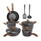 Conjunto de panelas e frigideiras MAISON ARTS antiaderente de 12 peças de granito preto