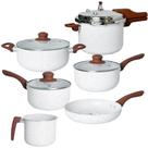 Conjunto de Panelas e Panela de Pressão Antiaderente Cerâmica de Indução 6 Peças Lecce Vanilla - Vista Home