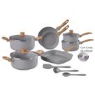 Conjunto de Panelas e Utensílios 10 Peças Ceramic Life Easy Indução Gris Cinza Brinox