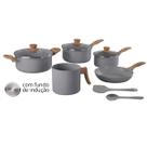 Conjunto de Panelas e Utensílios 7 peças Ceramic Life Easy Indução Cinza Gris Brinox