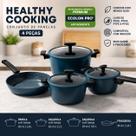 Conjunto de Panelas Healthy Cooking 4 Peças Antiaderente Compatível com Indução Revestimento Cerâmico Cozinha Saudável Panelas e Frigideira Co