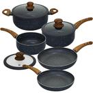Conjunto de Panelas Indução Revestimento Cerâmica Granito Cinza Yafo 5 Peças - Lehaví