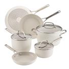 Conjunto de Panelas KitchenAid em Alumínio Anodizado Duro com Revestimento Cerâmico, 9 Peças, Branco