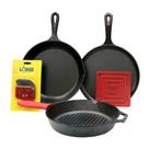 Conjunto de panelas Lodge L6SPA41 em ferro fundido, 7 peças, preto