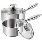 Conjunto de panelas MICHELANGELO em aço inoxidável 1Qt e 2Qt de indução Conjunto de panelas MICHELANGELO em aço inoxidável 1Qt e 2Qt de indução