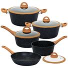 Conjunto de Panelas Revestimento Cerâmica Viena Preto 5 Peças - Casambiente