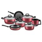 Conjunto De Panelas Safira Smart 7 Peças Aluminio Antiaderente Cor Cereja MTA Dia das Mães