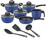 Conjunto de panelas teflon azul 09 peças antiaderente