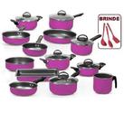 Conjunto de panelas teflon purpura 13 peças antiaderente