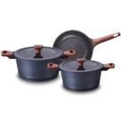 Conjunto de panelas titaníum mta marmorizado antiaderente cerâmic-flon 3 peças