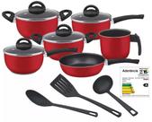 Conjunto De Panelas Vermelho 09 Peças Com Teflon