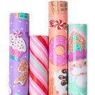Conjunto de papel de embrulho RUSPEPA Pink Christmas para crianças, 4 rolos