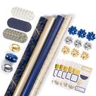 Conjunto de papel de embrulho WRAPAHOLIC Navy com ouro e acessórios