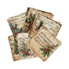 Conjunto De Papel Para Scrapbook Com Folhas Musicais De Natal E Bagas De Azevinho, 12 Peças, Papel