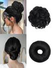 Conjunto de peças de cabelo HSLHDI Messy Bun & Donut Updo Natural Black