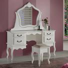 Conjunto de Penteadeira e Banqueta Clássica com Pés Luiz XV Branco Laca Conjunto de Penteadeira e Banqueta Clássica com Pés Luiz XV Branco Laca