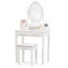 Conjunto de penteadeira para maquiagem Alohappy com 4 gavetas, espelho e banco