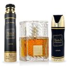 Conjunto de perfume para presente Lattafa Khamrah 100 mL EDP + 200 mL Deo + 300 ml de purificador de ar
