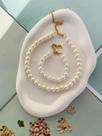 Conjunto de pérolas Colar e pulseiras perolas G banhado