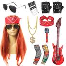 Conjunto de perucas CLUNT Heavy Metal Rocker, 11 peças Conjunto de perucas CLUNT Heavy Metal Rocker, 11 peças