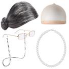 Conjunto de perucas de cosplay para homem velho com óculos, bigode e sobrancelhas