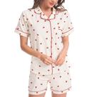Conjunto de pijama Ammiko Y2K Monkey Beach de manga curta para mulheres