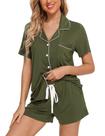 Conjunto de pijama Anjue para mulheres, roupa de dormir confortável e tamanho grande, verde