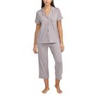 Conjunto de pijama BCBGMAXAZRIA, manga curta, gola entalhada, cinza