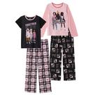 Conjunto de pijama, calças de pijama e camiseta de dormir para meninas da Barbie, 4 peças Conjunto de pijama, calças de pijama e camiseta de dormir para meninas da Barbie, 4 peças