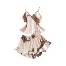 Conjunto De Pijama Casual Sexy Com Estampa De Leopardo Para Mulheres, 2 Peças, Shorts