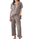 Conjunto de pijama codcm Womens Gingham, 2 peças de café, tamanho M