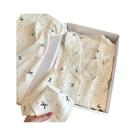 Conjunto De Pijama De Manga Longa Com Laço Estilo Francês Em Seda Gelada E Detalhes Em Renda
