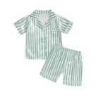 Conjunto De Pijama De Verão Para Bebês, Meninos E Meninas, Camisa Listrada, Shorts Com Cintura