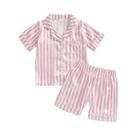 Conjunto De Pijama De Verão Para Bebês, Meninos E Meninas, Camisa Listrada, Shorts Com Cintura