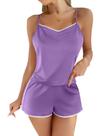 Conjunto de pijama Ekouaer, camisola lilás roxa e shorts femininos