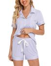 Conjunto de pijama feminino Anjue, pijamas com botões e manga curta