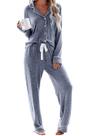 Conjunto de pijama feminino clássico Aamikast de manga comprida GG