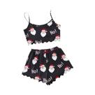 Conjunto De Pijama Feminino Com Estampa De Boneco De Neve De Natal, Alça Espaguete, Gola Redonda,