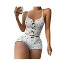 Conjunto De Pijama Feminino Com Estampa De Coração, Tecido Macio Em Ribana, Top Cami E Shorts, Roupa