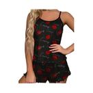 Conjunto De Pijama Feminino Com Estampa De Leopardo, Top Casual Sexy De Verão E Shorts Com Cintura