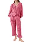 Conjunto de pijama feminino COZYPOIN, xadrez, 2 peças, algodão, guingão, vinho, vermelho