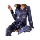 Conjunto De Pijama Feminino De Cetim, Manga Comprida, Com Botões, Calças, Roupa De Dormir Casual,